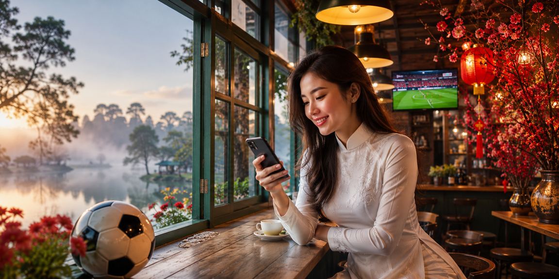 Bối cảnh Đà Lạt minh họa người dùng xem thể thao và kiểm tra ví