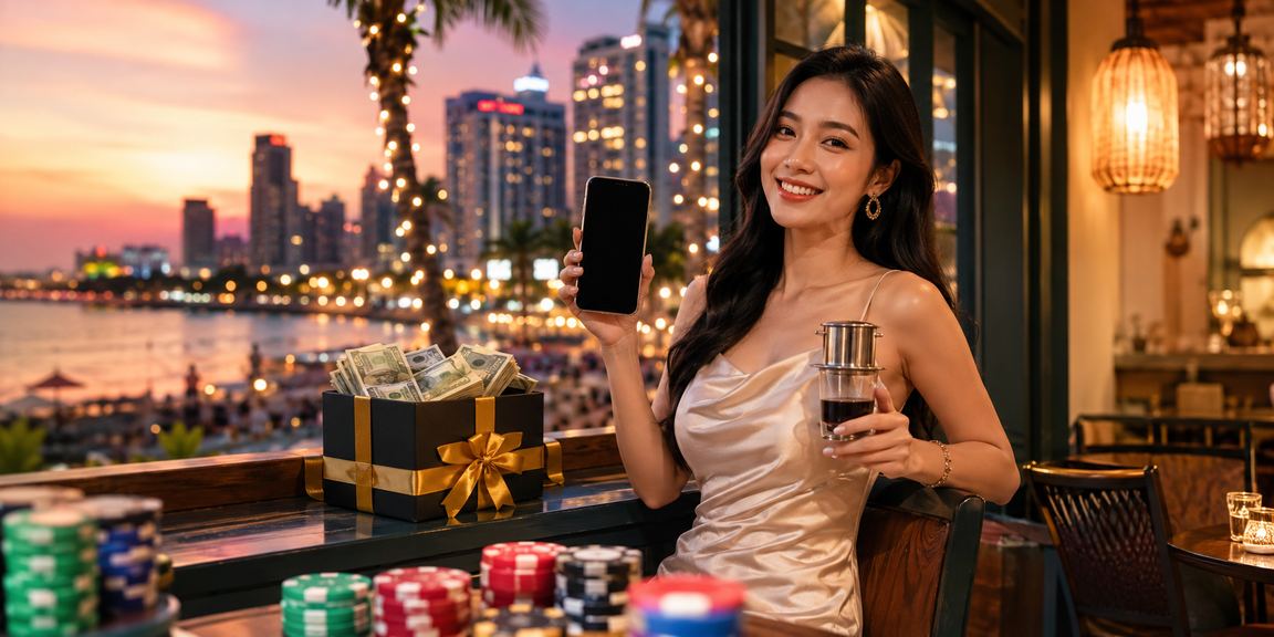 Người dùng tại Phú Quốc đăng nhập tài khoản giải trí trên điện thoại